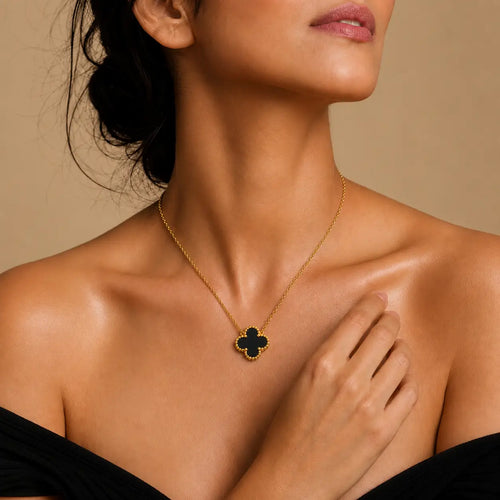 Black Clover Beaded Pendant Necklace