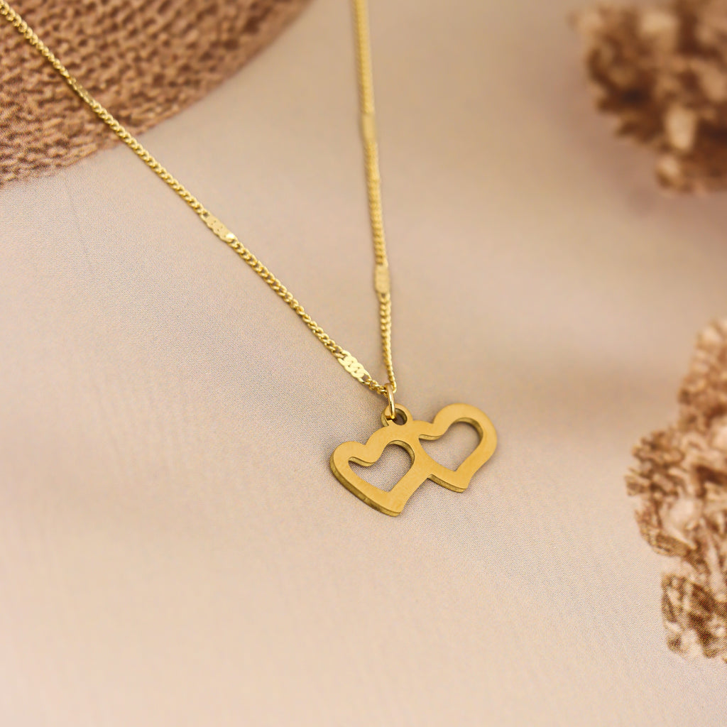 Double Heart Pendant Necklace
