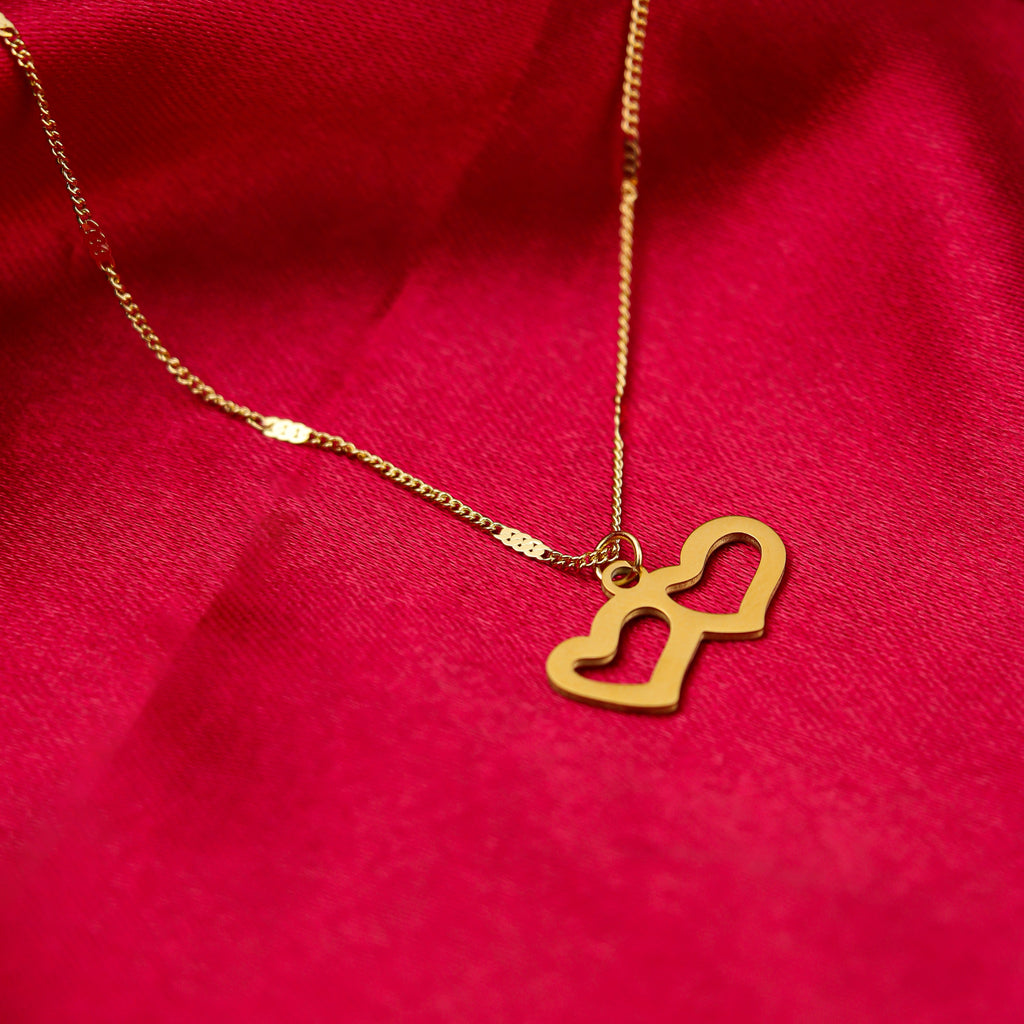 Double Heart Pendant Necklace