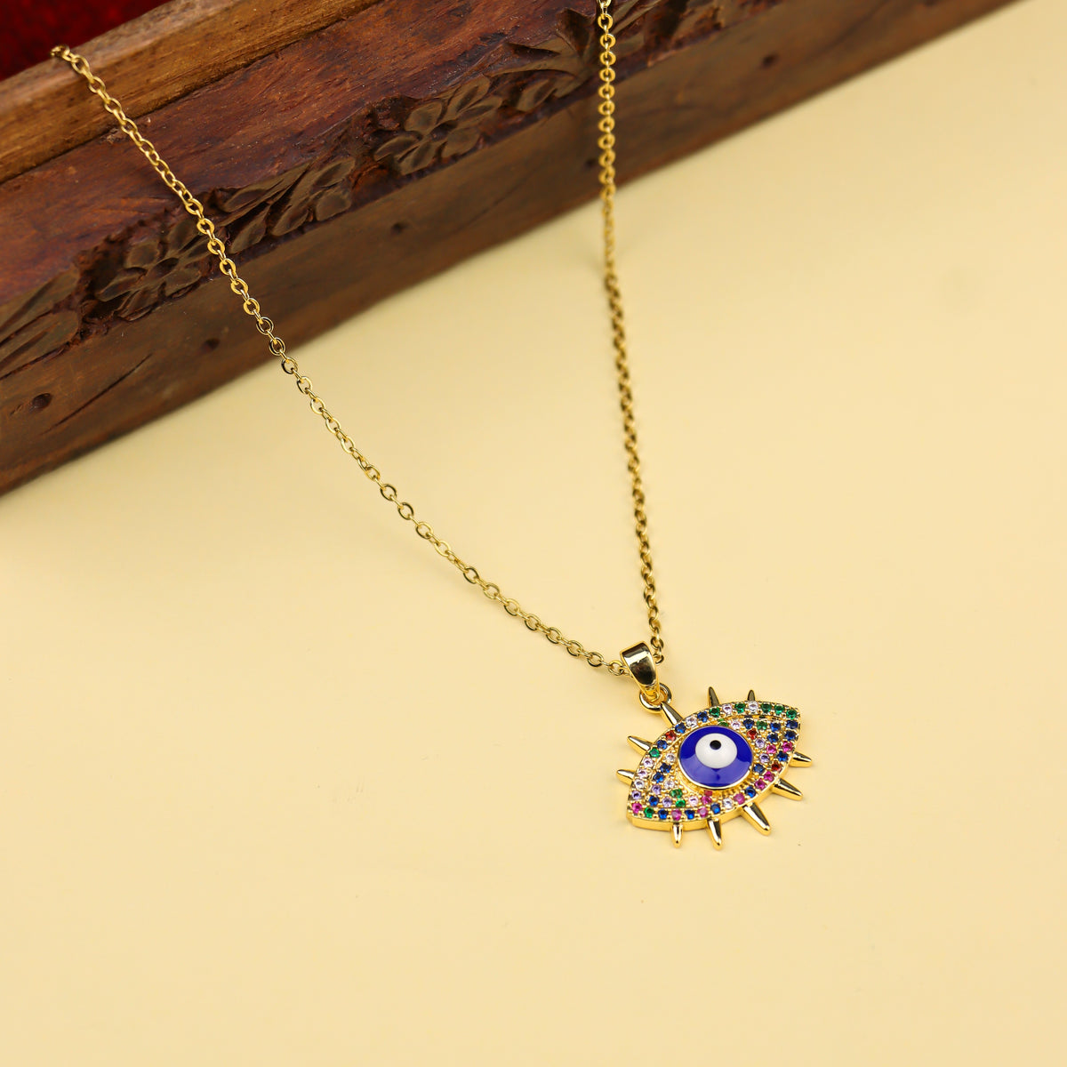 Evil Eye Sunburst Pendant Necklace