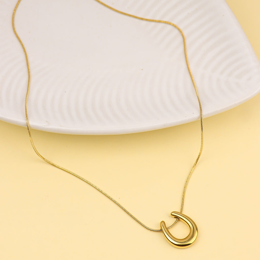 Golden Horseshoe Pendant Necklace