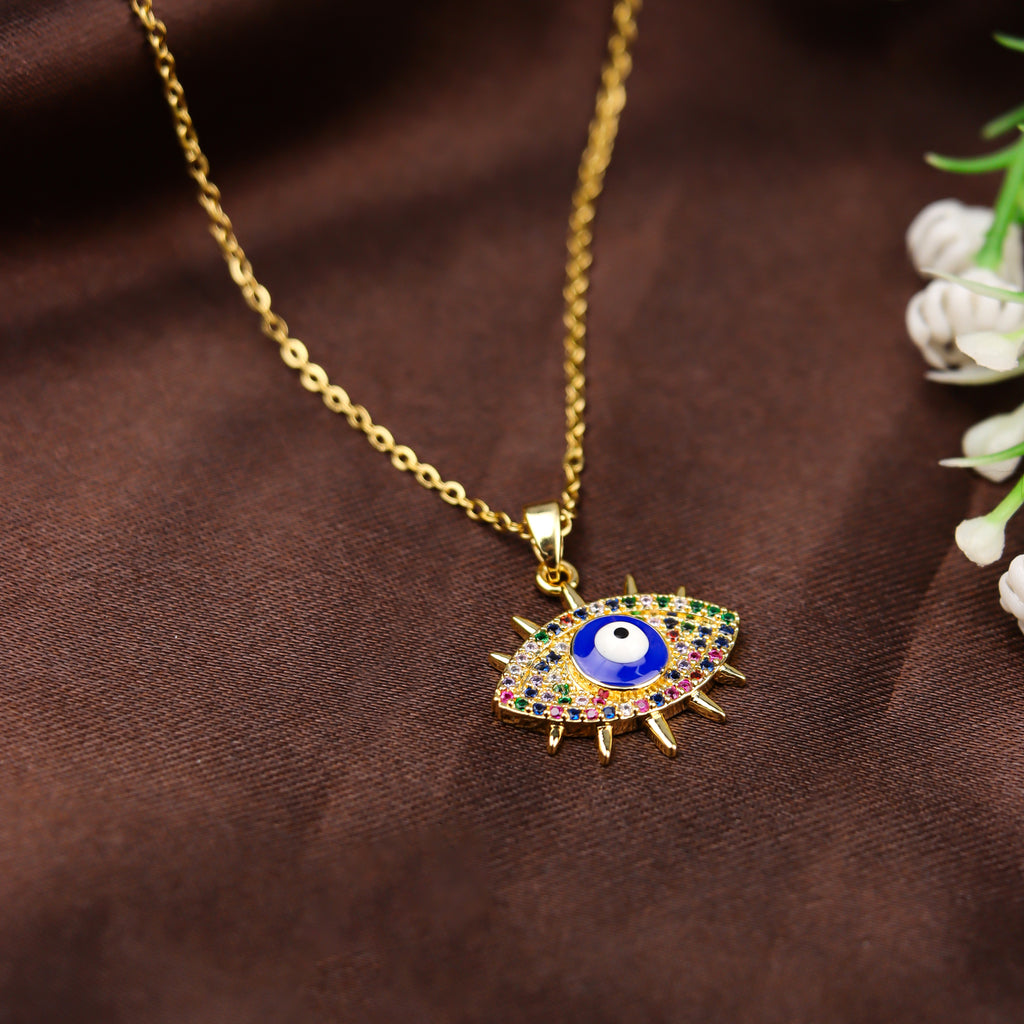 Evil Eye Sunburst Pendant Necklace