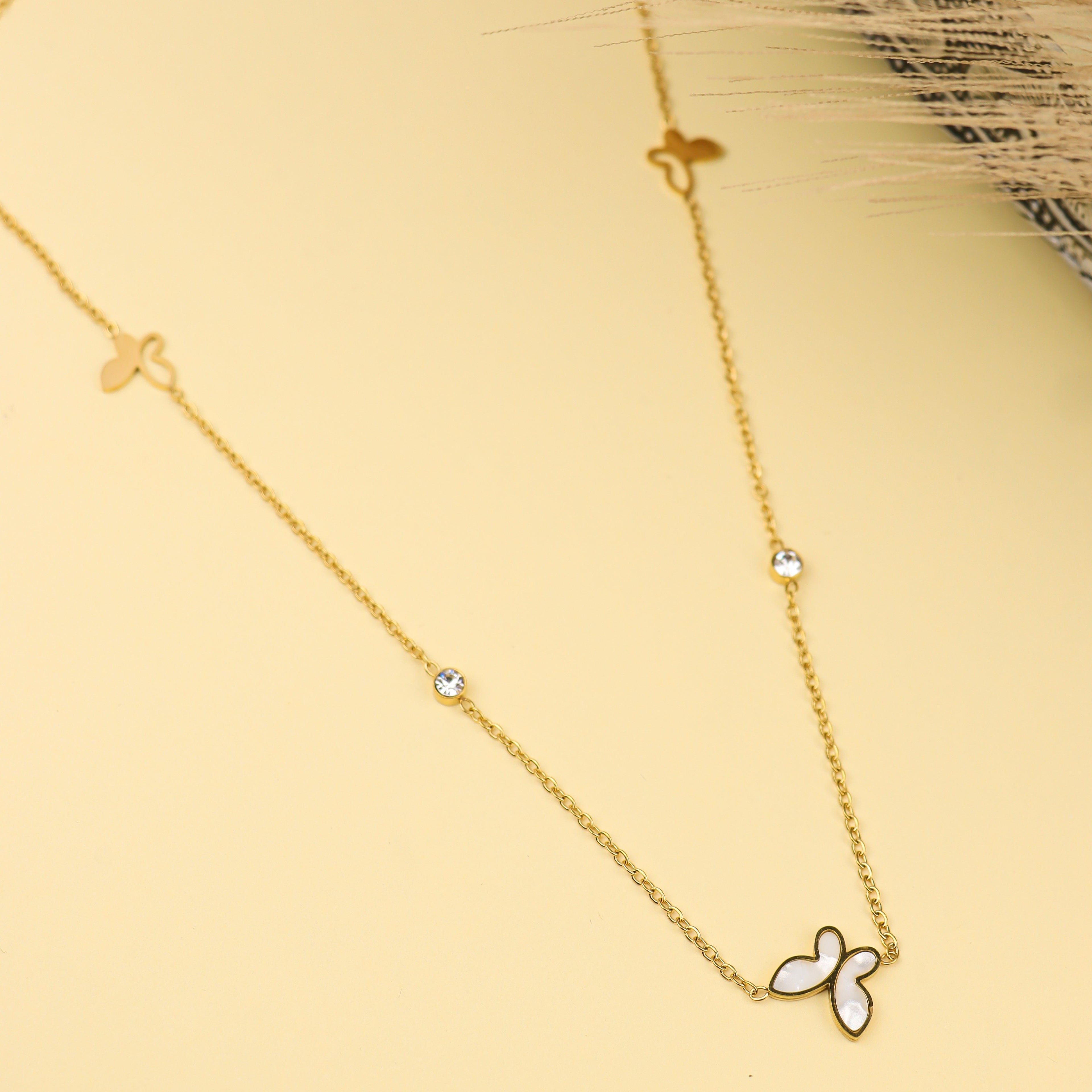 Butterfly Accent Chain Necklace