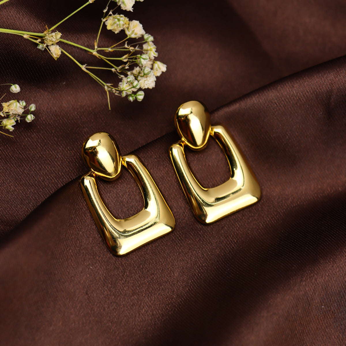 Golden Geometry Hoop Earrings