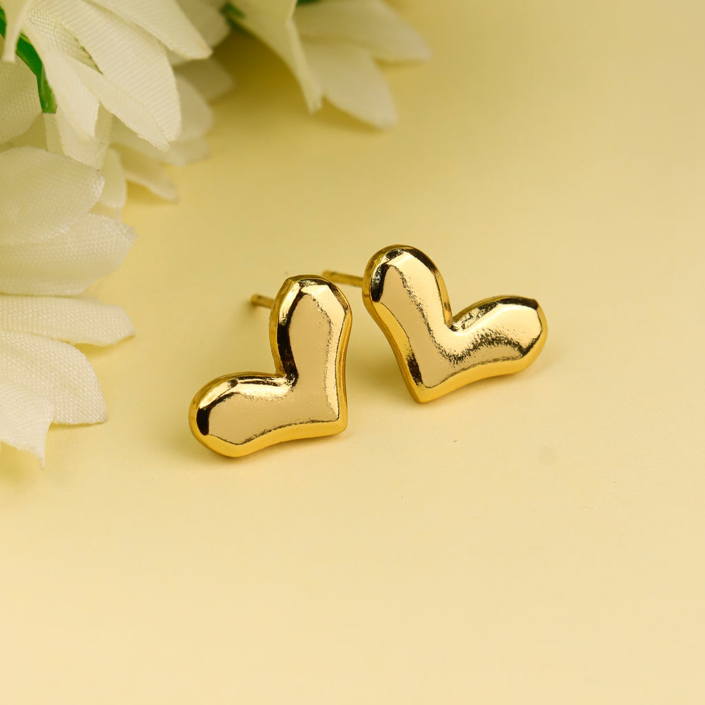 Golden Heart Stud Earrings