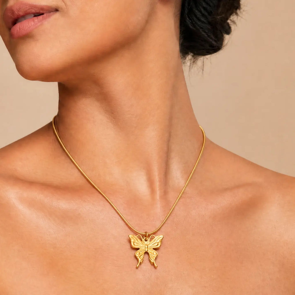 Sculpted Butterfly Pendant Necklace