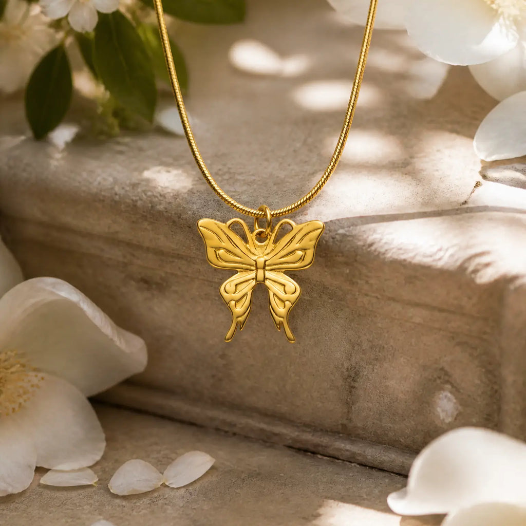 Sculpted Butterfly Pendant Necklace